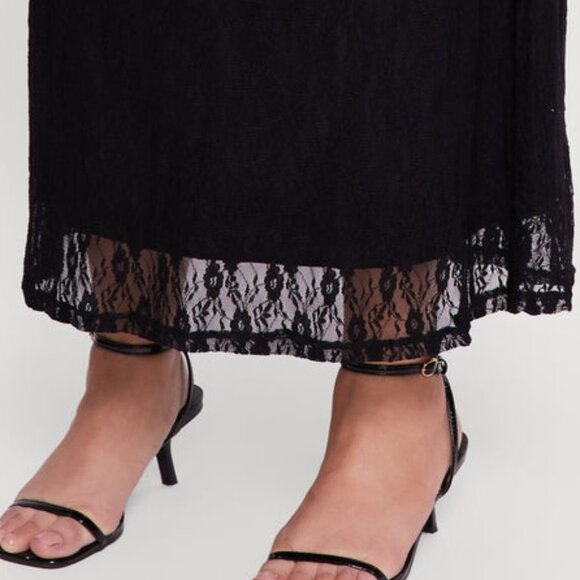 NEW NWT Curvy Plus 1X, 3X Black Lace Sexy Tie Bodice Maxi Dress Party Ready - Picture 7 of 8